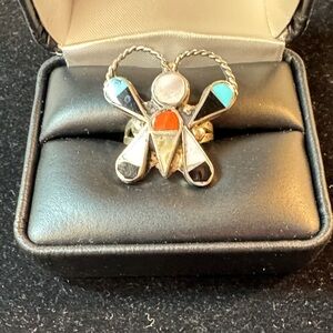 Silver Inlay Butterfly Ring size 5 1/2